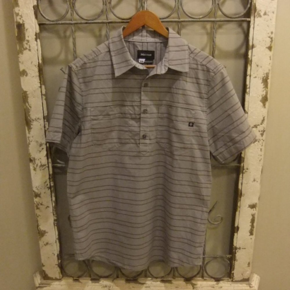 MARMOT MENS S/S STRIPED PULLOVER SHIRT- MEDIUM